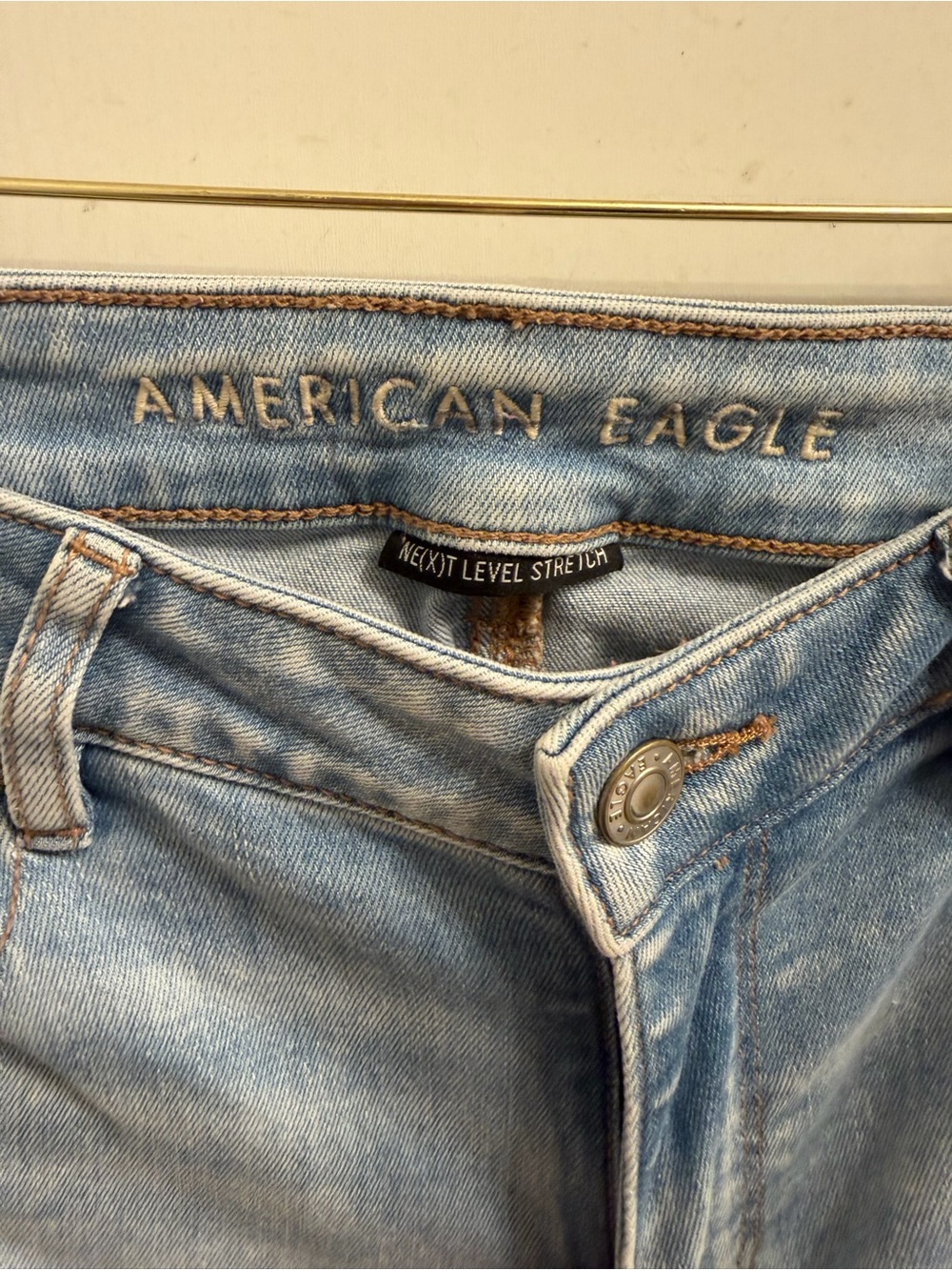 American Eagle Outfitters Light Blue Skinny Jeans with Faded Finish